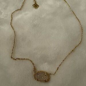 Kendra Scott Elisa Gold Statement Short Pendant Necklace in Iridescent Drusy